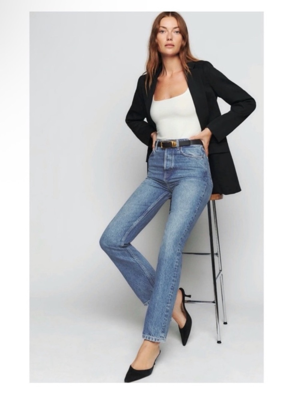 Reformation Light Blue Straight Leg Jeans